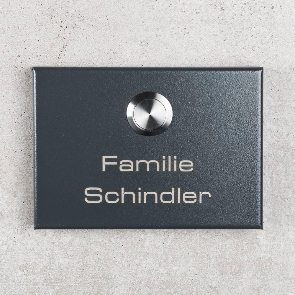 Sonnette sans fil en acier inoxydable anthracite avec gravure