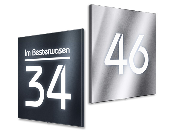 Edelstahl Hausnummer beleuchtet