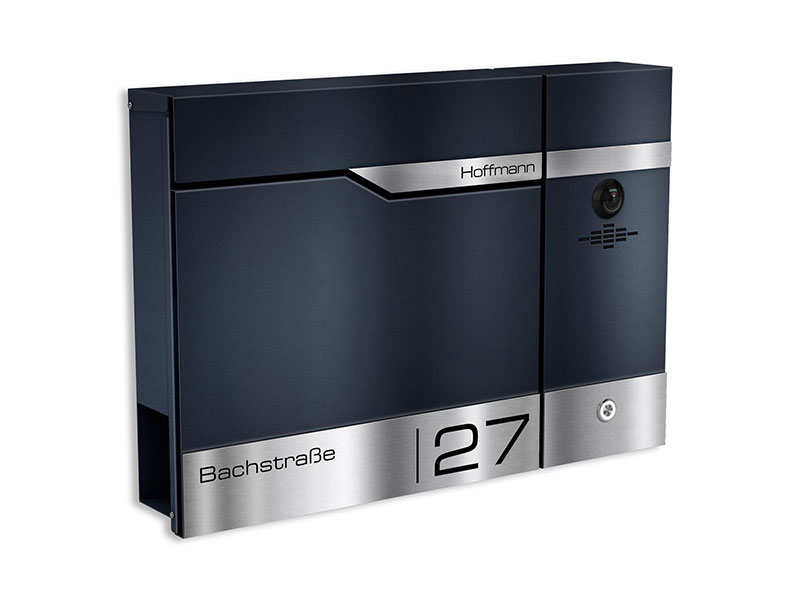 Metzler Briefkasten rostfrei und massiv, RAL7016 Anthrazitgrau mit Videosprechanlage VDM10 2.0, Modell Siebert