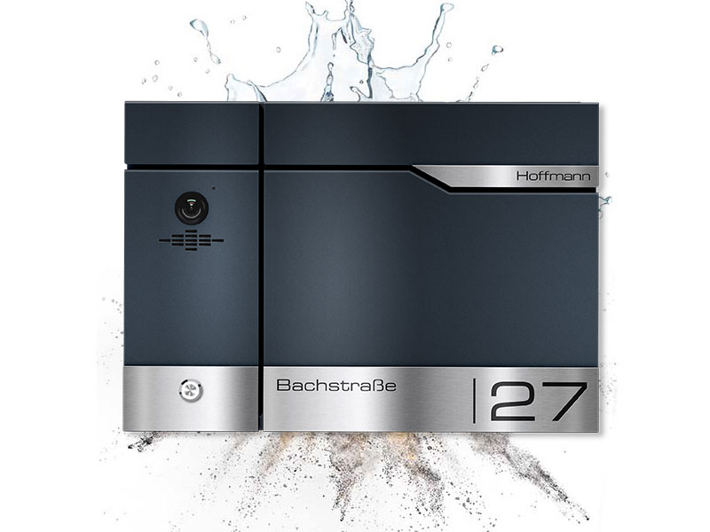 Metzler Standbriefkasten rostfrei und massiv, RAL7016 Anthrazitgrau mit Videosprechanlage VDM10 2.0, Modell Siebert