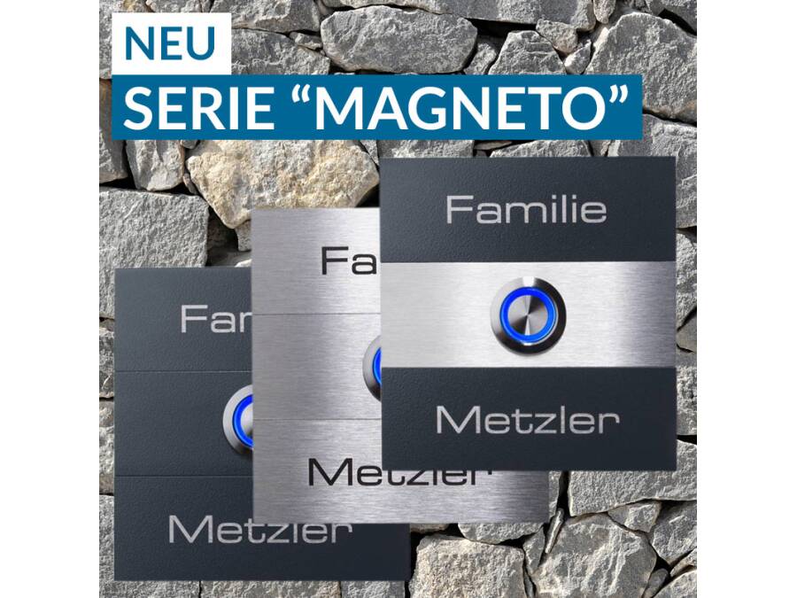 Campanello in acciaio inox con incisione - Serie Magneto - Campanello in acciaio inox con incisione Serie Magneto