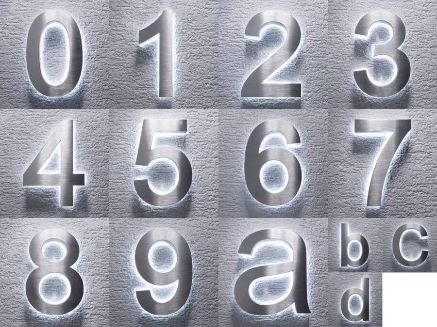 Parfait pour la saison sombre : Numéro de maison LED exclusif en acier inoxydable pour votre entrée - Numéro de maison en acier inoxydable avec éclairage LED blanc
