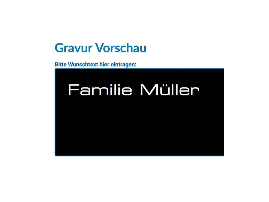 Testen Sie alle Schriftarten in unserer Türklingel & Hausnummer Gravur Vorschau - Alle Schriftarten in unserer Gravur-Vorschau für Türklingeln und Hausnummern