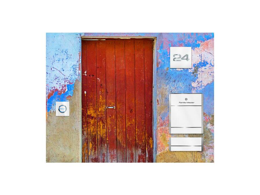 NUOVO: L\'edizione Bianco Neve di Metzler. Campanello, numero civico & cassetta postale in bianco puro - Edizione Bianco Neve - Campanello, Numero Civico & Cassetta Postale