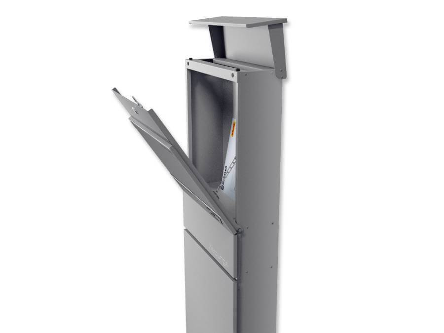 Metzler Standbriefkasten Alves 2 seitlich mit geoeffneten Klappen