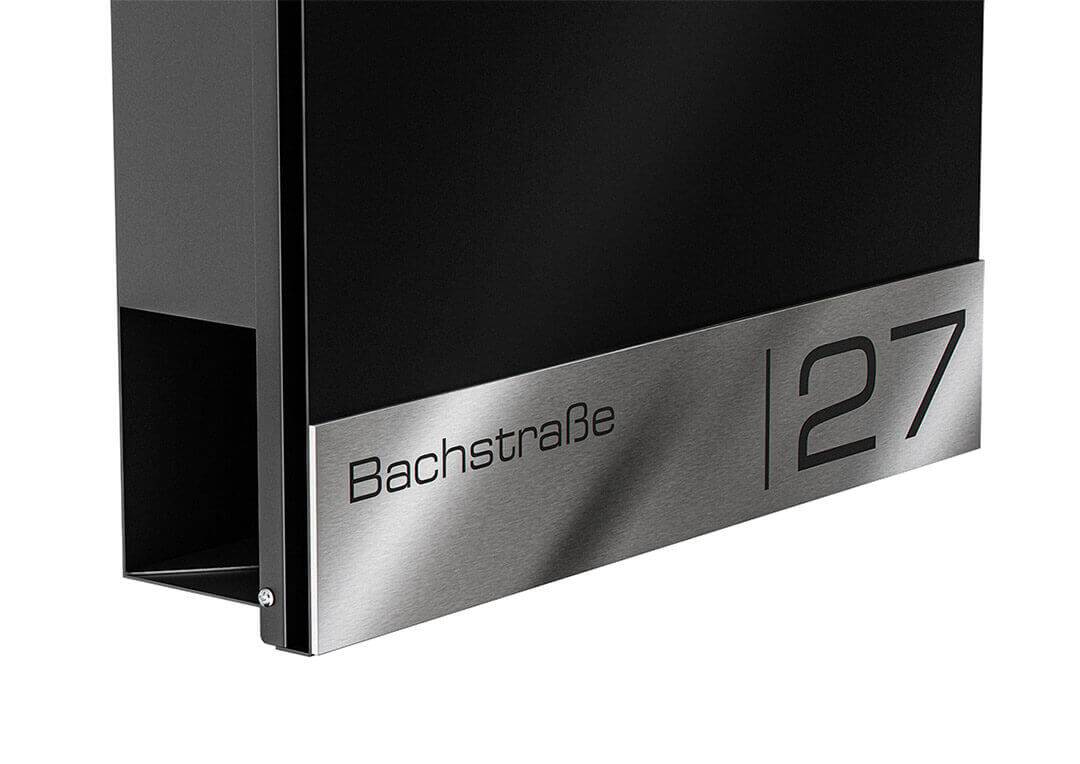 Metzler Briefkasten Siebert Gravurleiste in schwarz