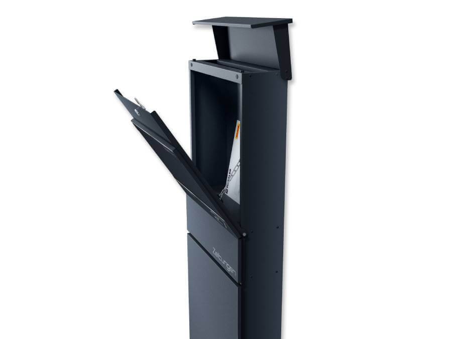 Metzler Standbriefkasten Alves 2 seitlich mit geoeffneten Klappen