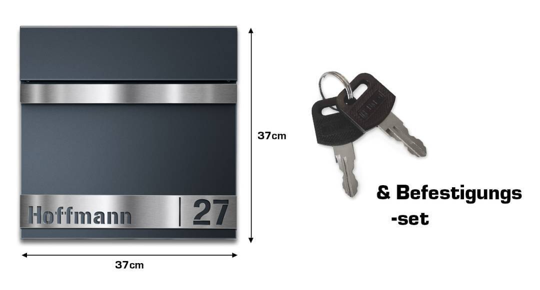 Metzler Briefkasten Gustav frontale Ansicht mit Schlüssel