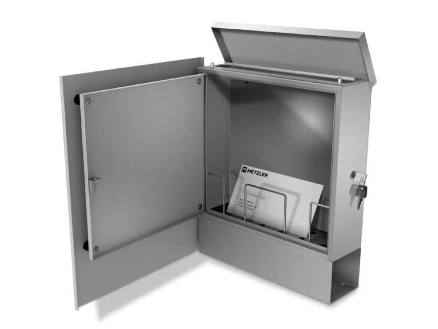 Metzler Briefkasten Lepo1- Graualuminium - Türanschlag links mit Brief