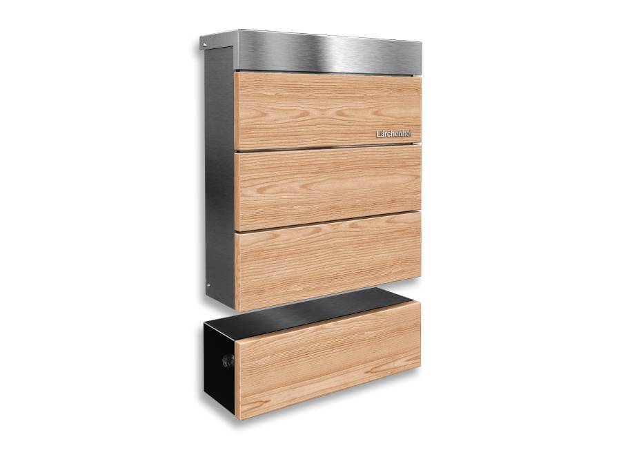 Metzler Briefkasten Lärche - seitlich mit Zeitungsfach