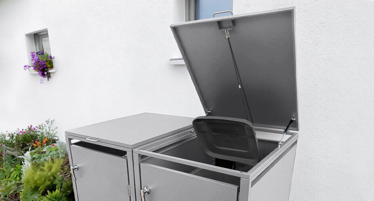 Metzler Mülltonnenboxen Automatikdeckel mit Gasdruckdämpfern