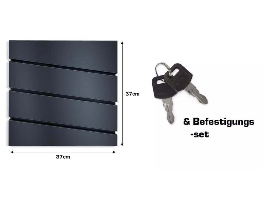 Metzler Briefkasten Neumann zeitlos - Infografik Lieferumfang und Abmessung