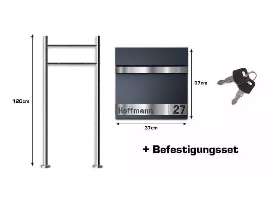 Metzler Standbriefkasten Gustav - Lieferumfang und Abmessung