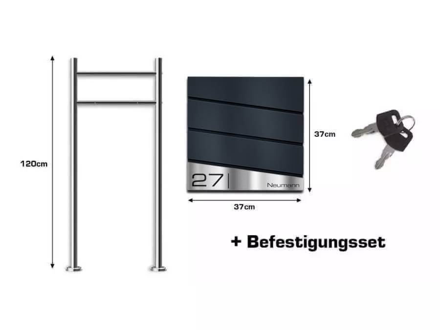 Metzler Standbriefkasten Neumann Infografik mit Lieferumfang