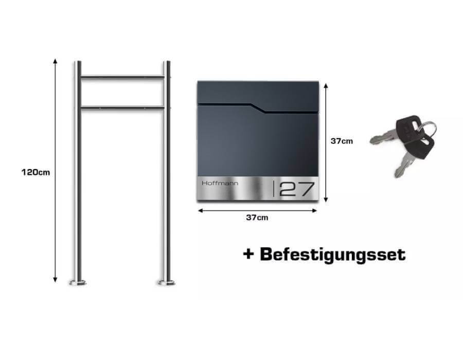 Metzler Standbriefkasten Enno Infografik mit Lieferumfang