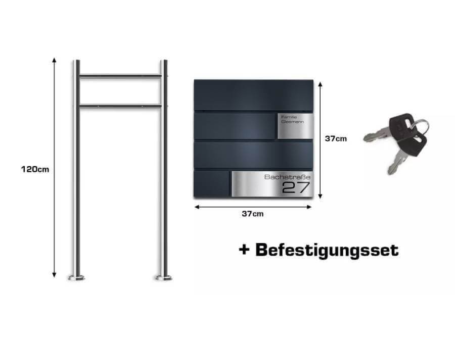 Metzler Standbriefkasten Modell G Infografik Lieferumfang