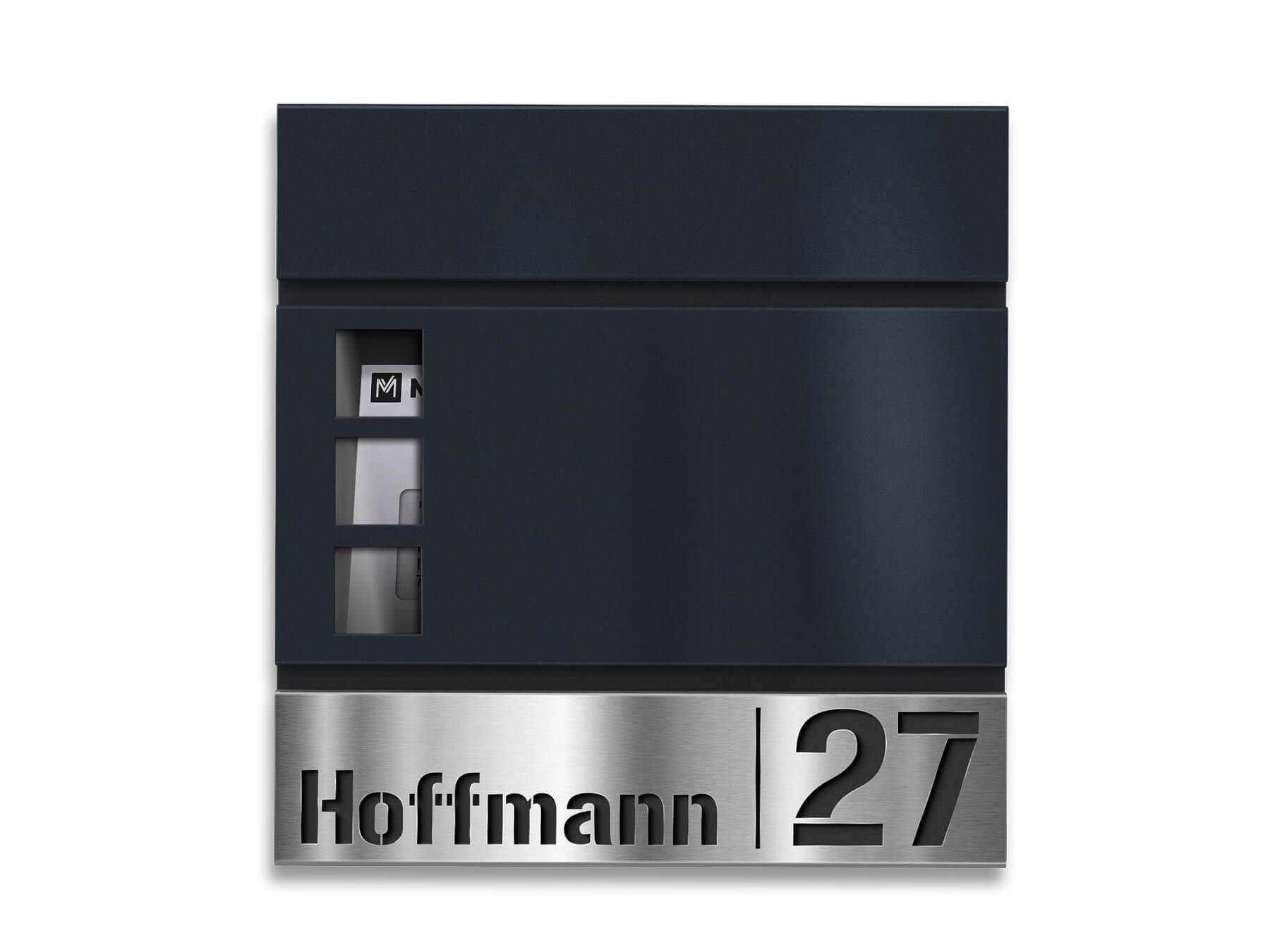 Metzler Briefkasten Svena frontal mit Briefe am Sichtfenster