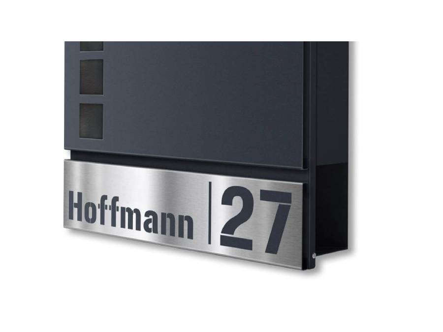 Metzler Briefkasten Svena Lasergravurplatte Nahaufnahme