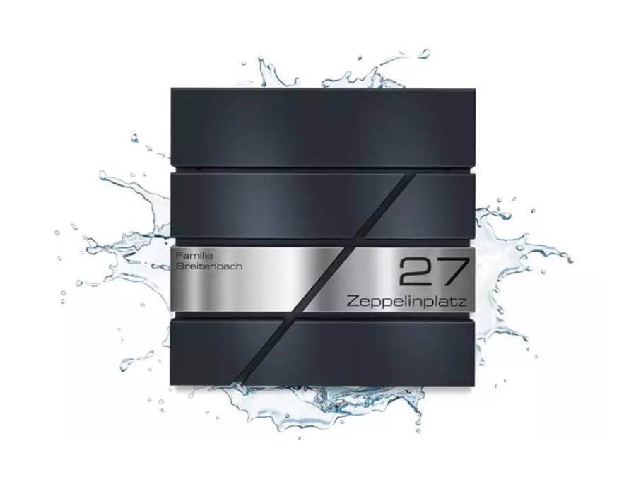 Metzler Briefkasten Zeppelin frontal mit Wasser