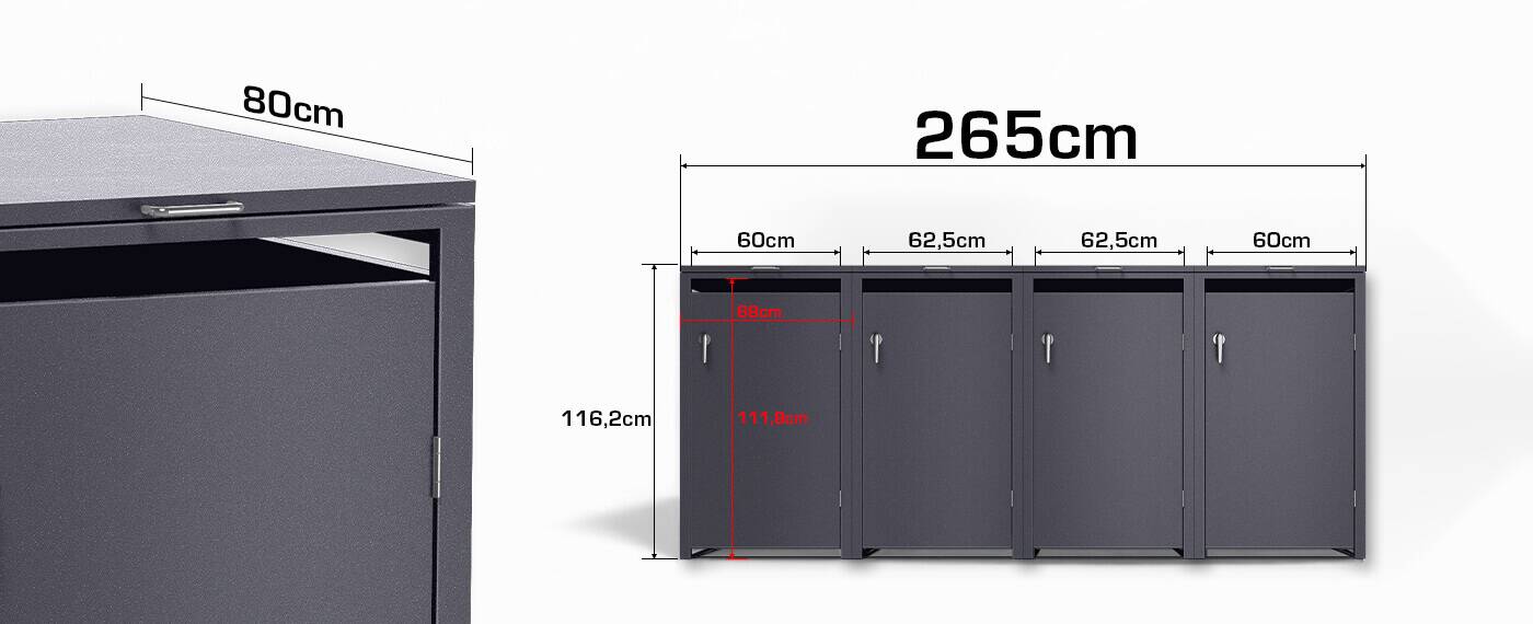 Metzler Mülltonnenboxen Eisenglimmer Abmessungen