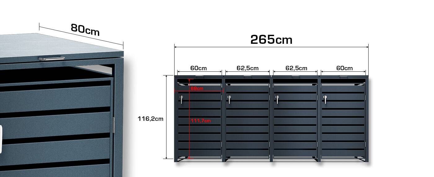 Mulltonnenboxen sizes