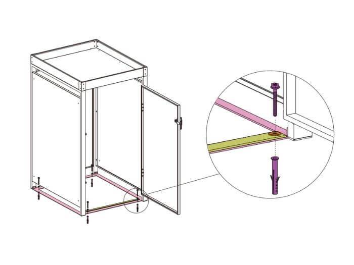 Muelltonnenbox Montage Bodenverankerung