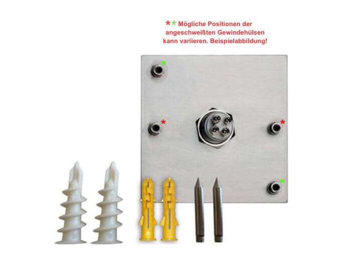 Tuerklingel Unterputz-Montage mit Gewindestiften und Duebeln