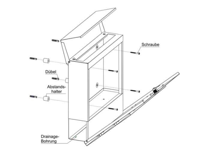 Briefkasten Wandmontage beschriftet