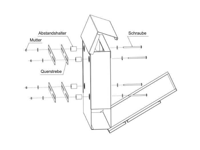 Skizze Briefkasten Zaunmontage beschriftet