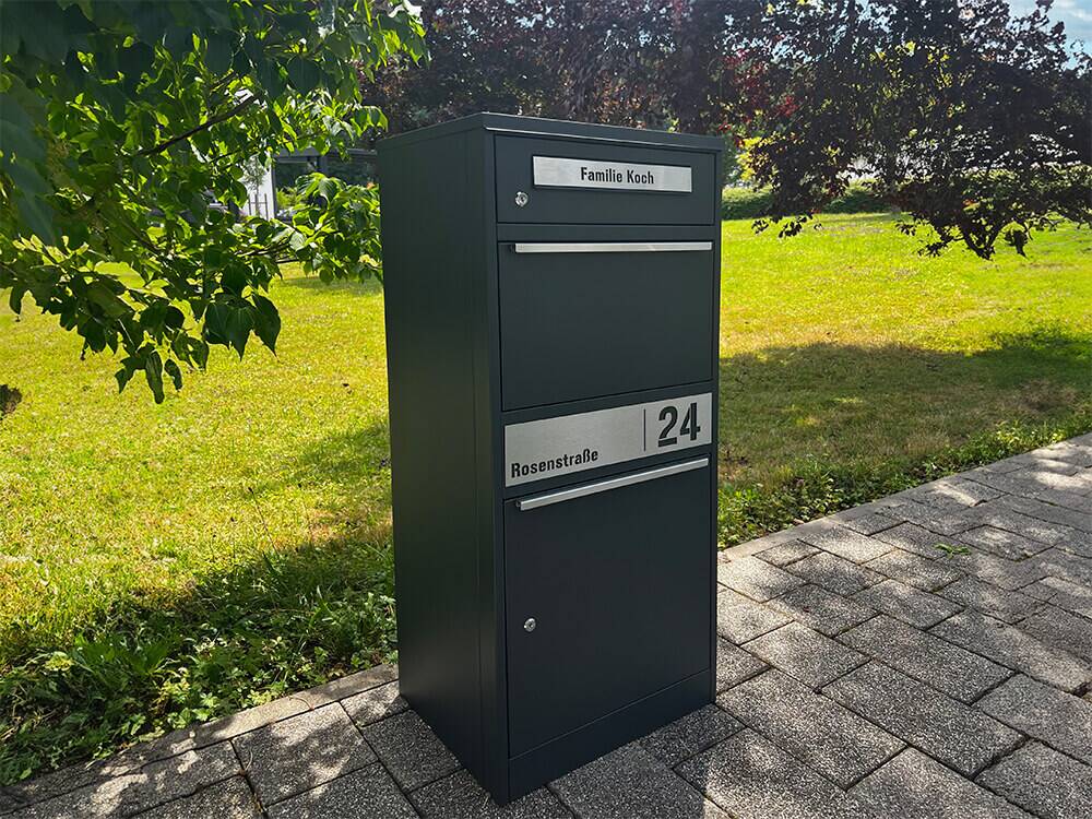 Briefkasten & Paketbox "Bispo 2" in mattem Anthrazitgrau