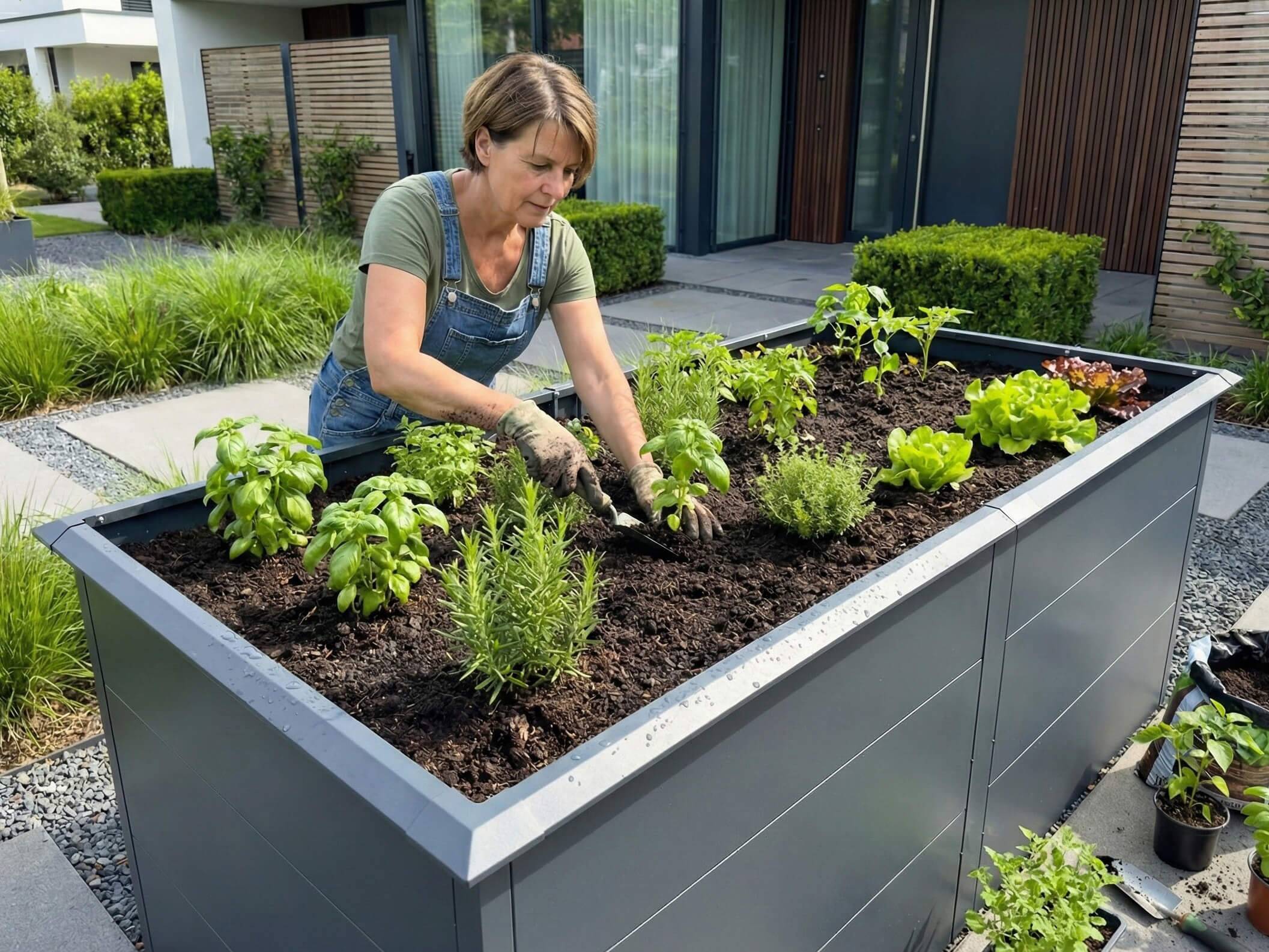 Metzler modulare Wärmepumpenabdeckung am Hauseingang