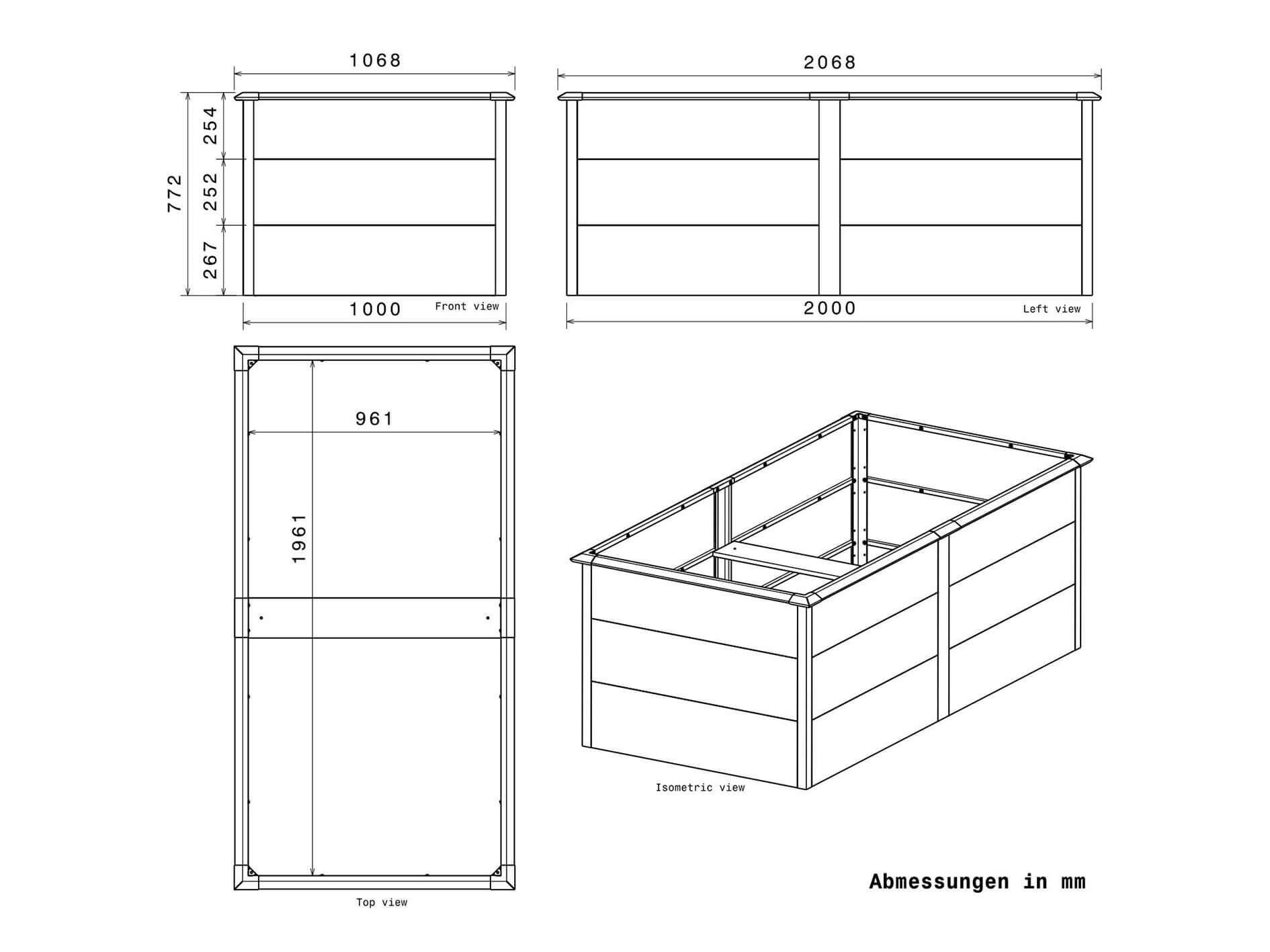 Abmessungen der Wärmepumpenabdeckung