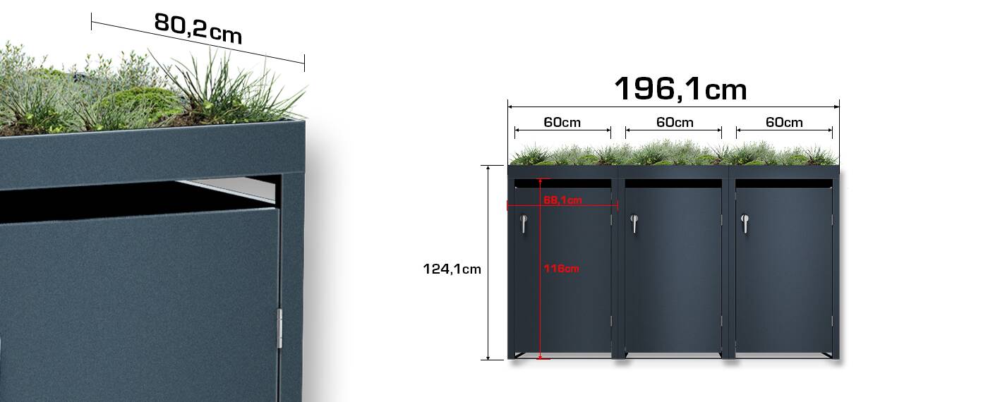 Mulltonnenboxen sizes