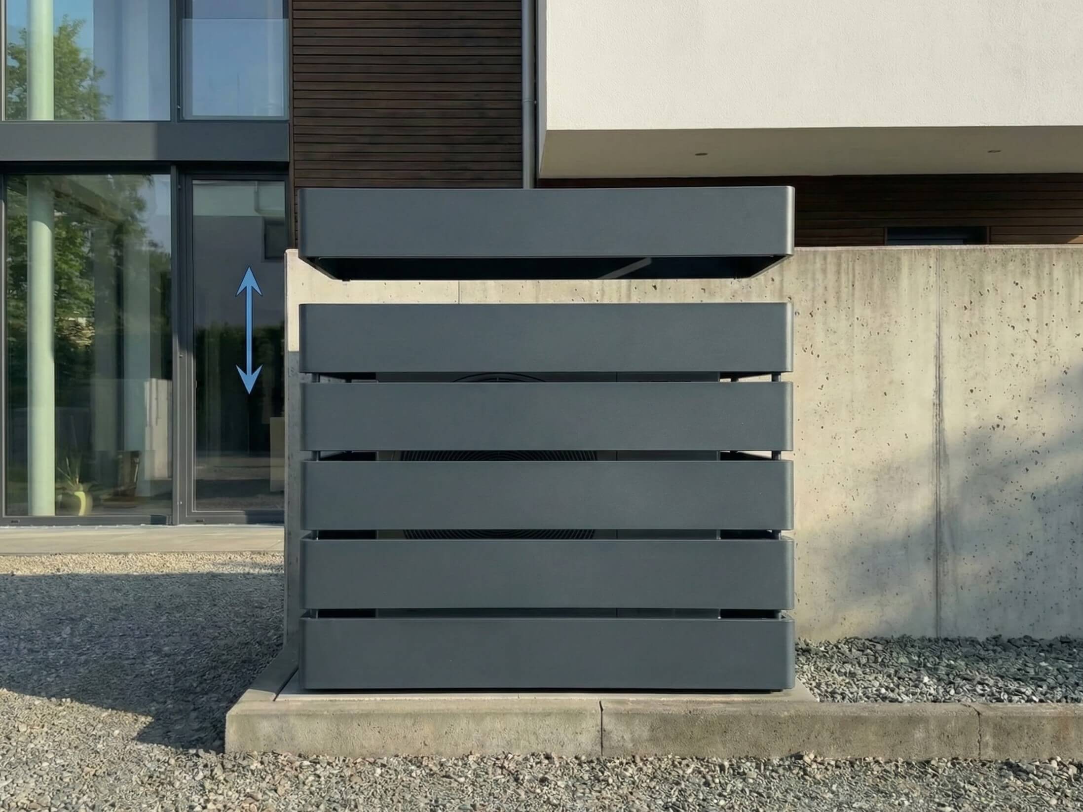 Wärmepumpenabdeckung modular erweiterbar