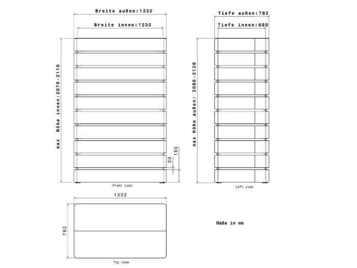 Abmessungen der Wärmepumpenabdeckung XXL
