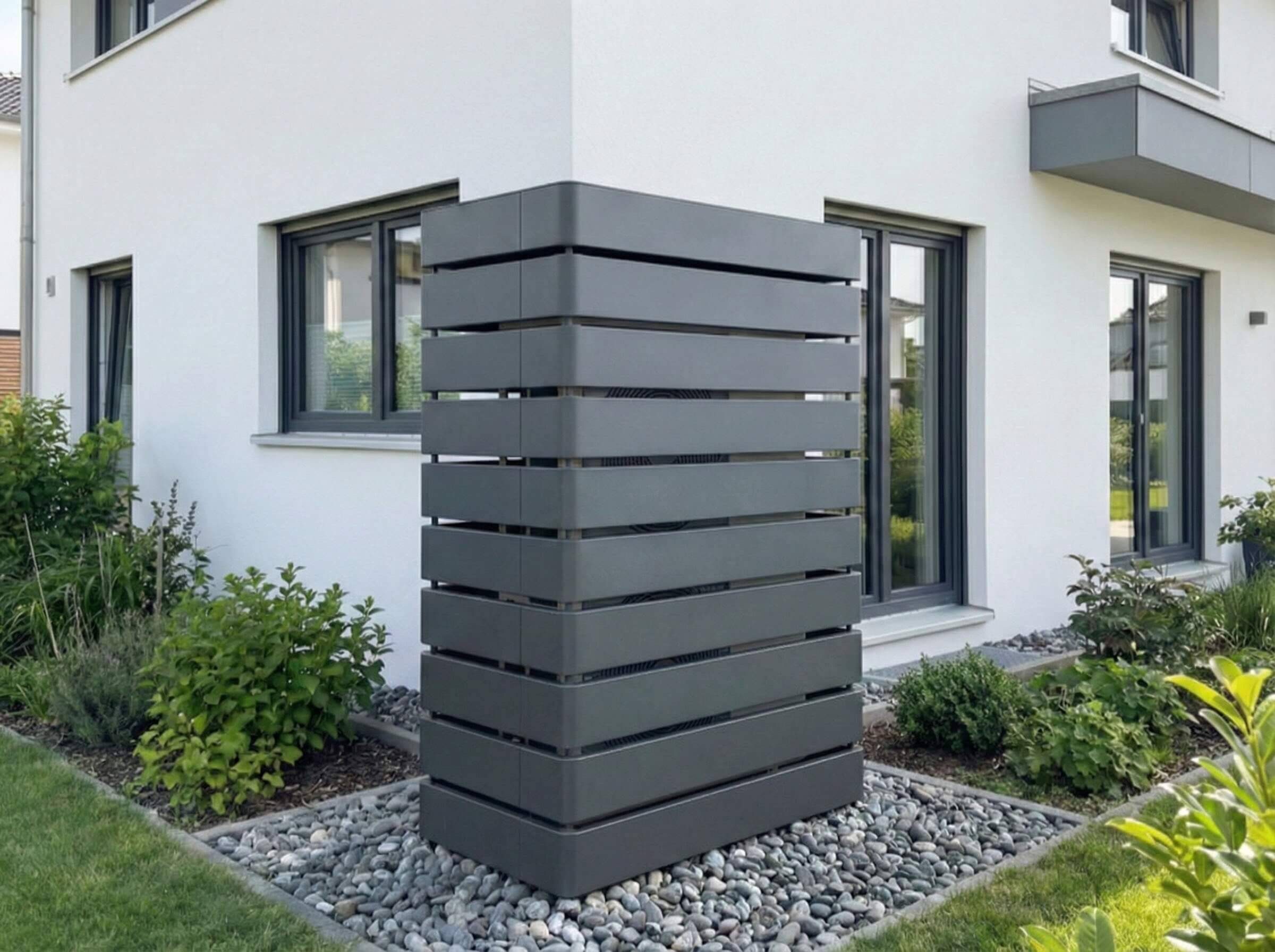 Metzler modulare Wärmepumpenabdeckung XXL am Hauseingang