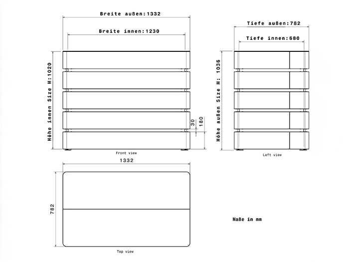 Abmessungen der Wärmepumpenabdeckung