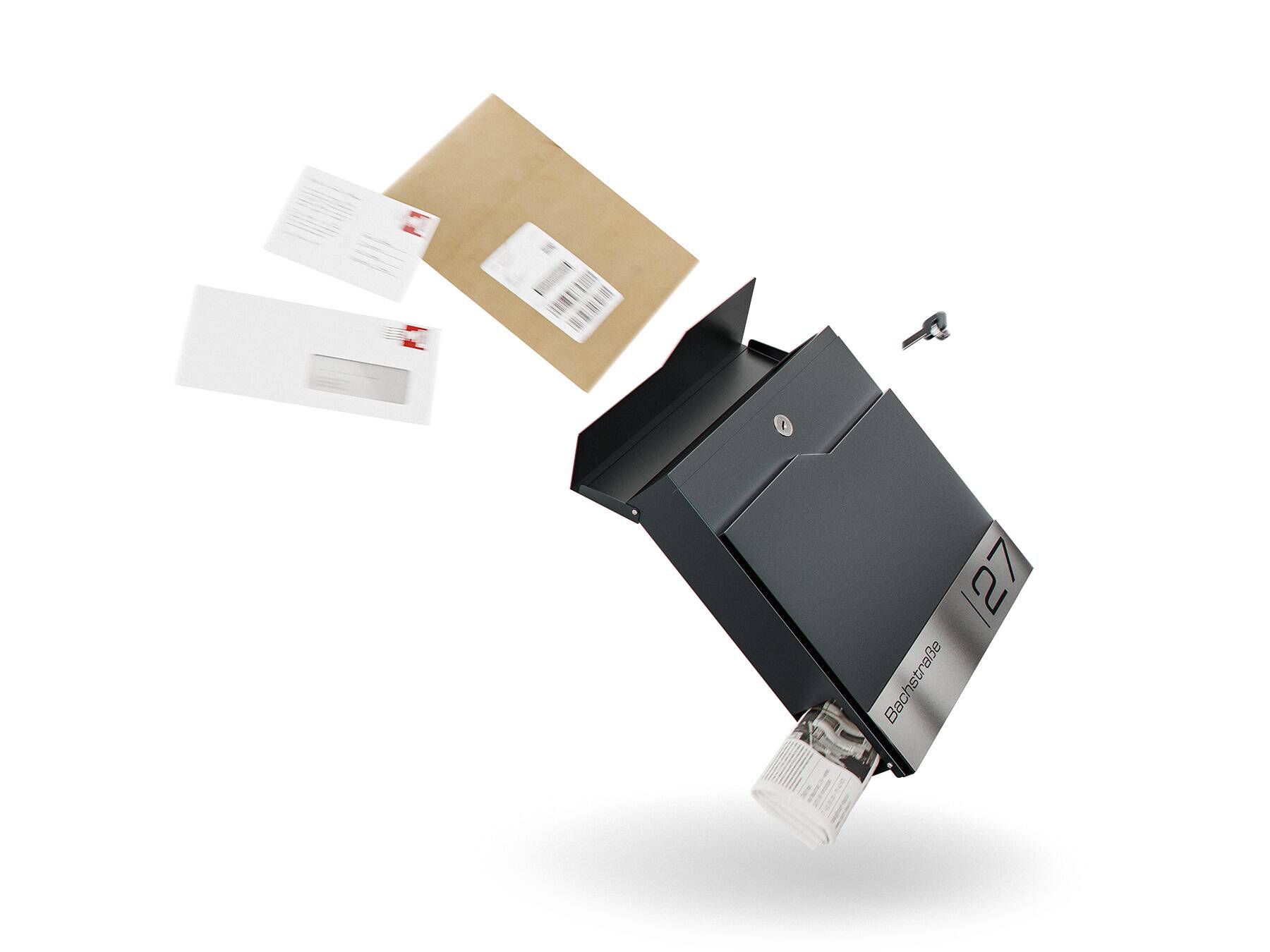 Metzler Briefkasten Anthrazit mit Briefen