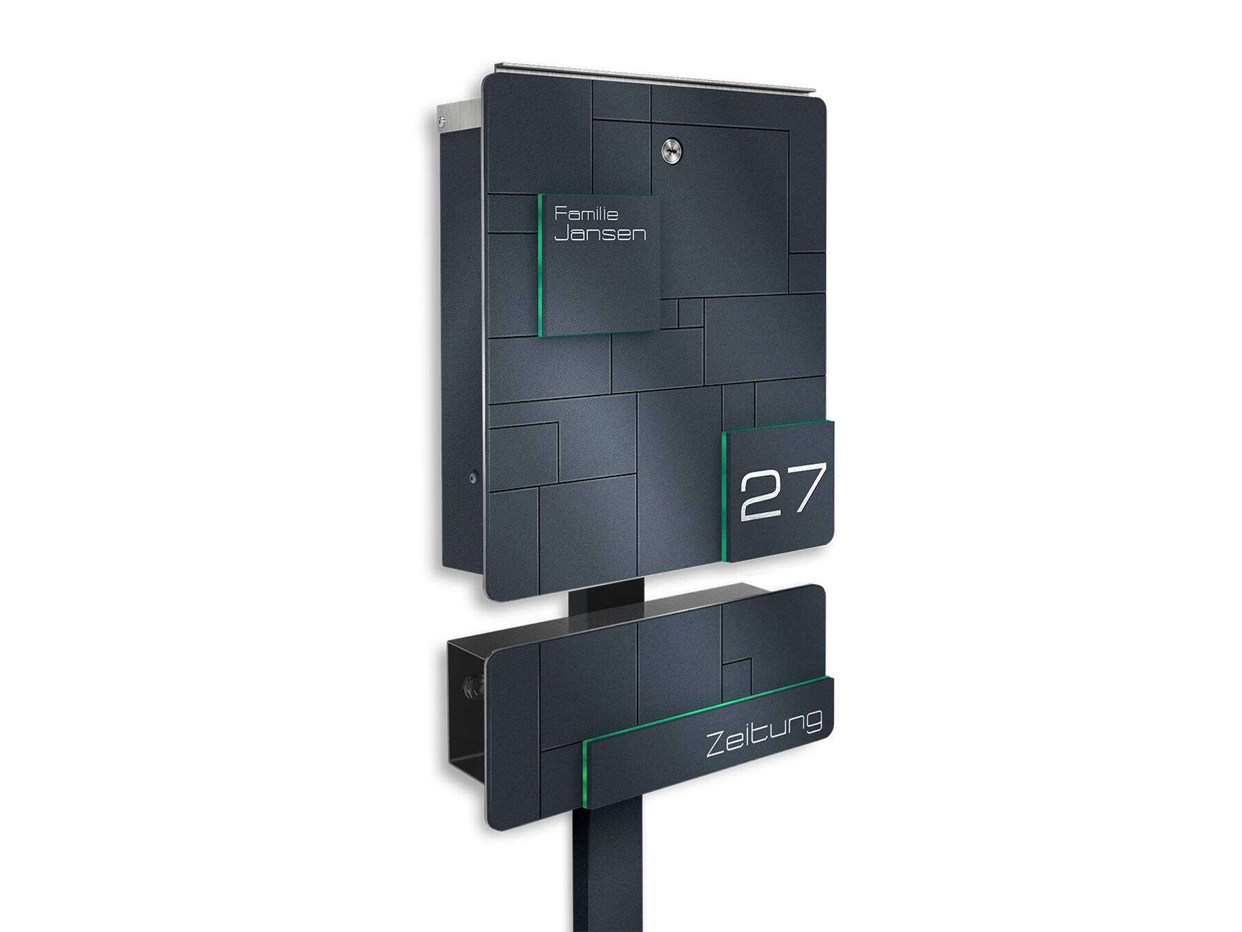 Metzler Standbriefkasten Modell 02 mit extra Zeitungsfach