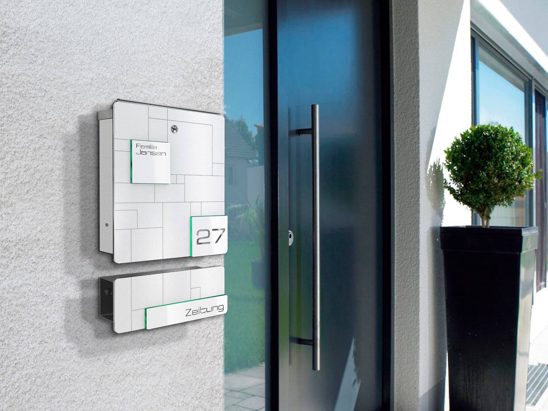 Metzler Briefkasten Modell 02 Weiß Hauseingang