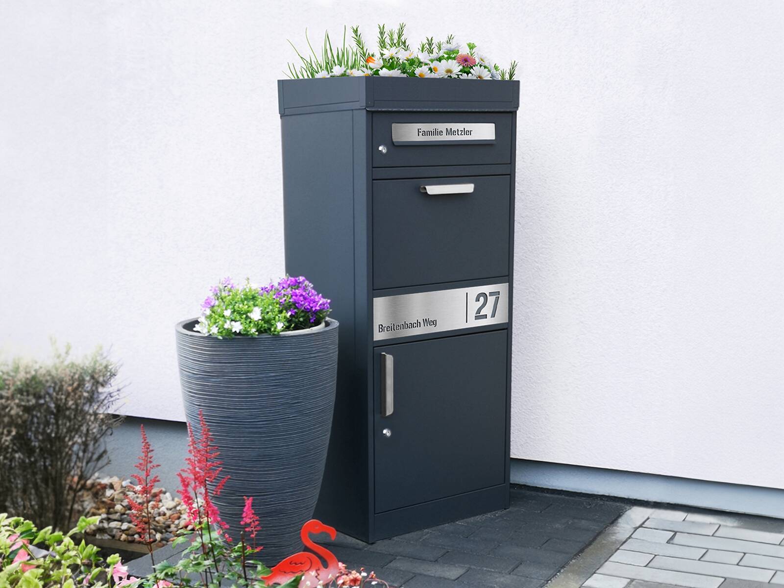 Briefkasten & Paketbox "Bispo 2" in mattem Anthrazitgrau