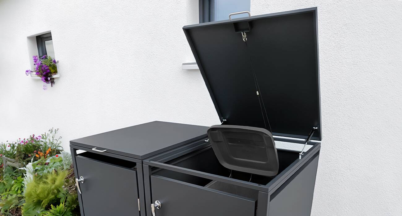 Metzler Mülltonnenboxen Automatikdeckel mit Gasdruckdämpfern