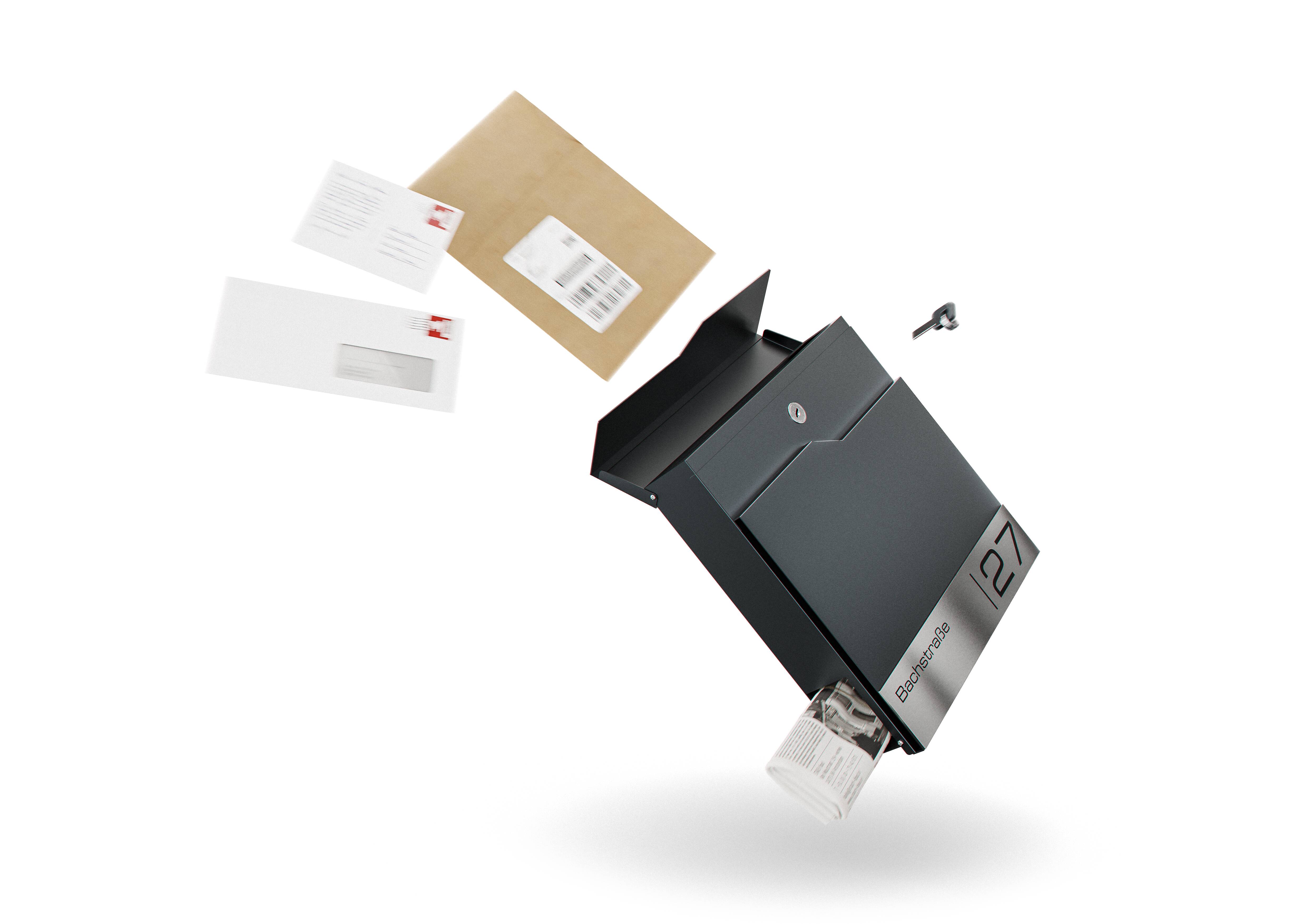 Metzler Briefkasten Anthrazit mit Briefen