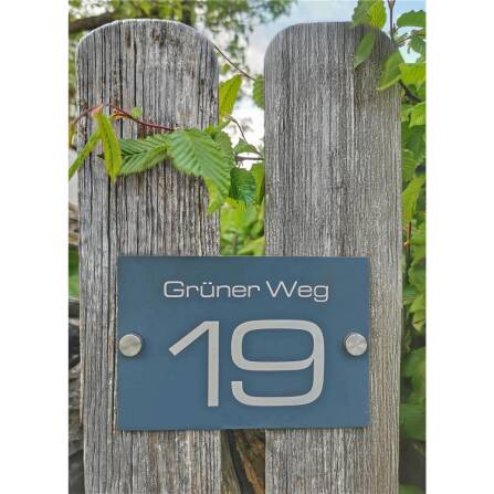 Hausnummernschild für Straße & Ziffer in Anthrazit RAL7016
