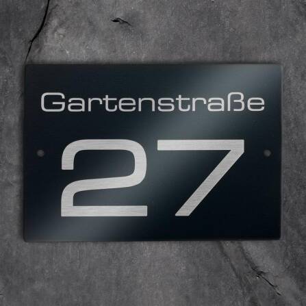 Hausnummernschild für Straße & Ziffer in Anthrazit RAL7016