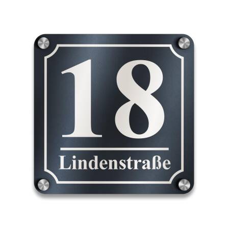 Quadratische Hausnummer in Anthrazit RAL7016 inkl. Gravur