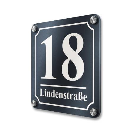 Numéro de maison quadratique en anthracite RAL7016 avec gravure