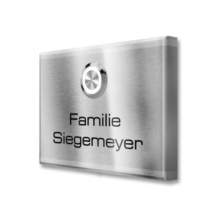 Metzler Aufputz Türklingel | personalisiert mit Gravur | Edelstahl-Taster mit LED | Edelstahl gebürstet | Vitus