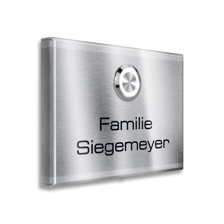 Metzler Aufputz Türklingel | personalisiert mit Gravur | Edelstahl-Taster mit LED | Edelstahl gebürstet | Vitus