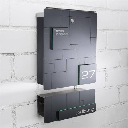 Metzler Briefkasten Anthrazit Edelstahl Gravur optional |...